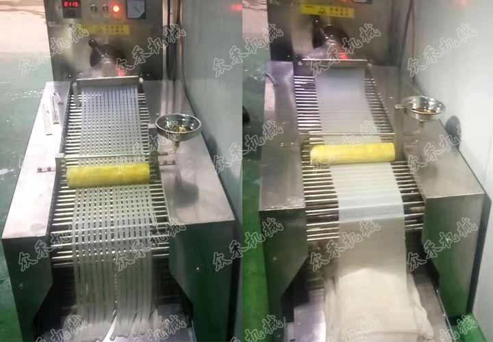 多功能折疊機生產(chǎn)出條與整張面皮效果